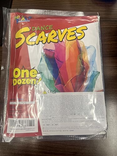 Novelty Place 12 Pcs Dance and Juggling Scarves - Silk Square Scarf with Hemmed Edges - Easy Clean Ideal Performance Props Accessories - 6 Colors(24" x 24")