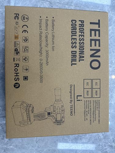 TEENO 20V Brushless Lithium-Ion Impact Wrench,2×3.0Ah Batteries, Charger, 3pcs Sockets, 1/2 Inch, 320NM