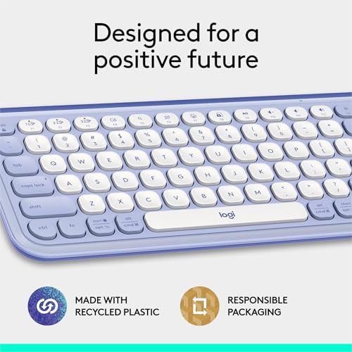 Logitech POP ICON Keys Wireless Bluetooth Keyboard, Comfortable Typing, Programmable Keys, Easy-Switch Between up to 3 Devices, for Laptop, Tablet, PC – Rose and Off-White