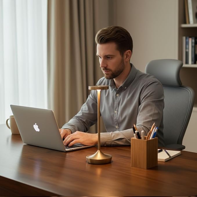 Cordless Table Lamp Rechargeable - 6000mAh LED Battery Operated Table Light - Portable Touch Dimmable Outdoor Waterproof Table Lamps for Patio Restaurant Dining (2 Bronze)