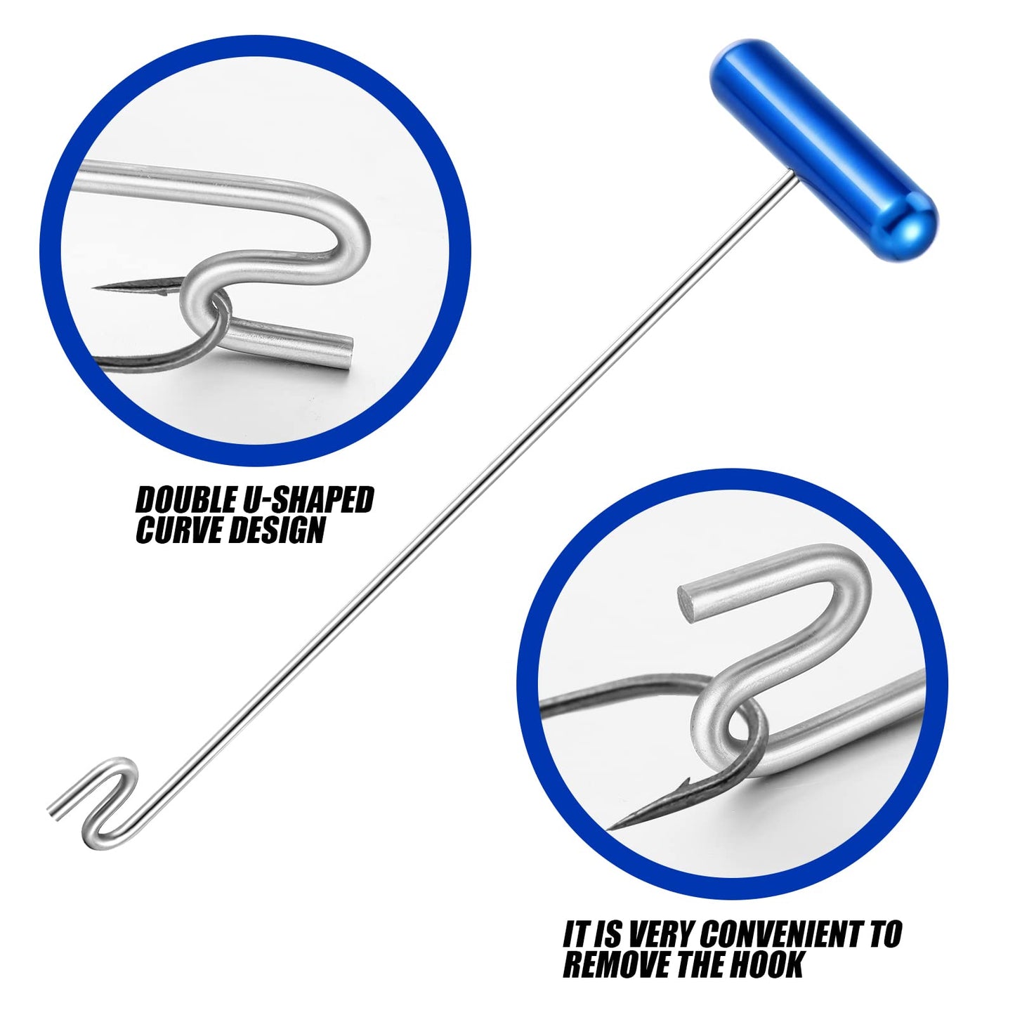 Sotiff 2 Pcs 12 in Stainless Steel Fish Hook Remover Tools Summer Fishing Hook Quick Removal Device Saltwater Dehooker Aluminum and Fish Dehooker for Fisherman(Blue)