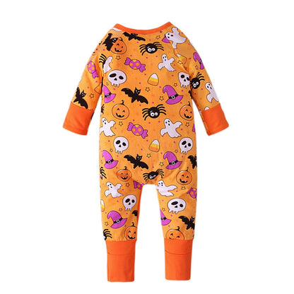 Baby Boys Girls Halloween Clothes Newborn Ghost Long Sleeve Romper Toddler Pumpkin Print Jumpsuit Halloween Outfits（Romper-3,18-24 Months）