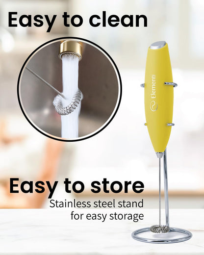 Elementi Portable Electric Milk Frother, Matcha Whisk, Milk Frother for Coffee Frother Electric Hand Blender, Mini Electric Whisk Small Hand Blender (Periwinkle)