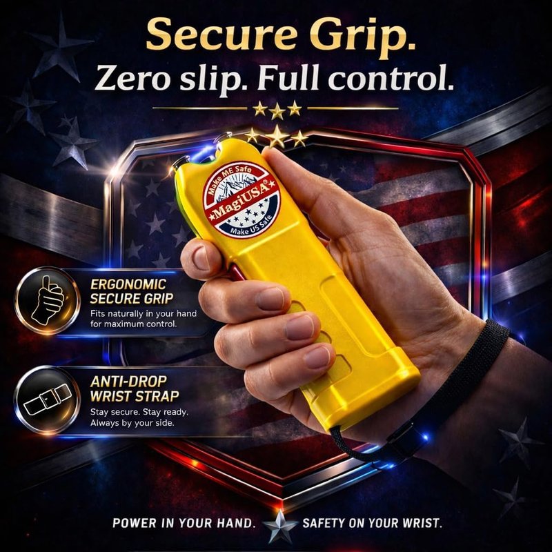 Heavy Tazer Stun Gun for Women - 989 MagiUSA Compact Electric Shock Flashlight with Safety Switch | Non-Lethal Emergency Protection