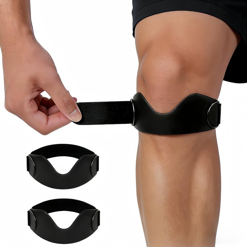 uwsic 2 Pack Patellar Tendon Knee Strap - Adjustable Velcro Patella Band Support for Tendonitis, Meniscus Tear & Joint Pain Relief - Perfect for Running, Basketball, Gym, Hiking, Cycling -Knee Brace Unisex for Men Women (Black)