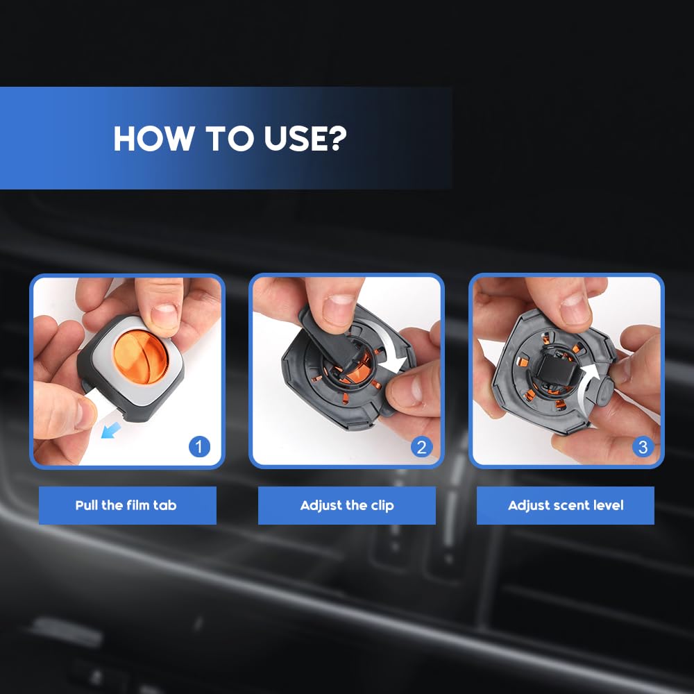 Air Jungles Eleu Pomelo Scent Car Air Freshener Clip, 6 Vent Clips, 4 ml Each, Long Lasting Air Freshener, Up to 180 Days Car Refresher Odor Eliminator