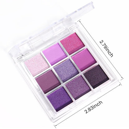 evpct 9 Colors Purple Glitter Eyeshadow Palette, Lavender Violet Purple Pink Glitter Metallic Shimmer Sparkly Eye Shadow Palette Makeup for Older Women Blue Eyes, Highly Pigmented Waterproof eyeshadow