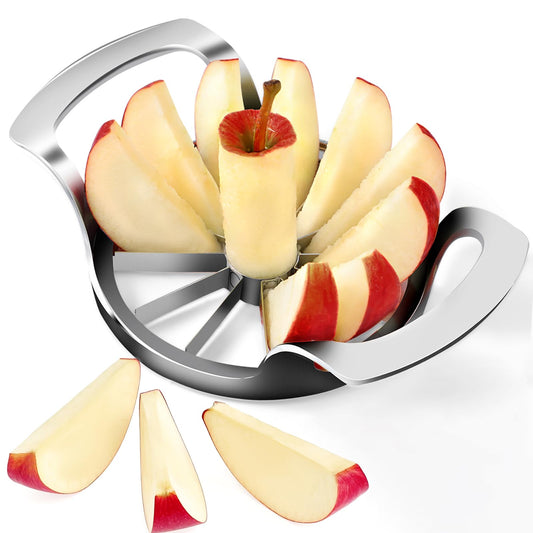 AUBENR 4.72 Inch Extra Large Apple Slicer with 12 Blades - Professional Heavy Duty Apple Cutter -304 Stainless Steel Apple Corer Tool - Sharp Apple Slicer and Corer - Easy to Use - Dishwasher Safe