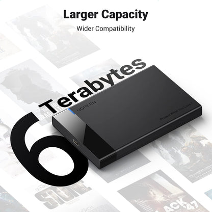 UGREEN 2.5" Hard Drive Enclosure USB C 3.1 Gen 2 to SATA III 6Gbps for SSD HDD 9.5 7mm External Hard Drive Disk Case with UASP Compatible with WD Seagate Toshiba Samsung Hitachi PS4 Xbox Router