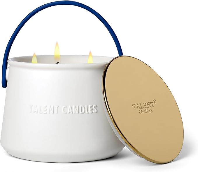 Candles for Home Scented - Scandinavian Style 3 Wick Candle - Long-Lasting Ceramic Candle Jar - Soy Candles Non Toxic with Minimalist Design - Summer Night
