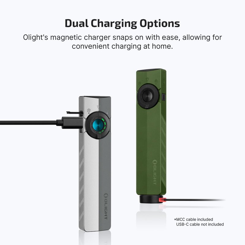 OLIGHT ArkPro EDC Flat Flashlight Rechargeable with Green Beam, UV and White LED,1500 Lumens USB-C Pocket Camping Flashlight, Spotlight Floodlight for Outdoor Emergency Working (OD Green CW)