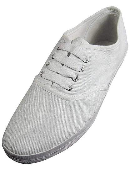 Easy USA Womens Lace Up Canvas Plimsol Sneakers Shoes White 10