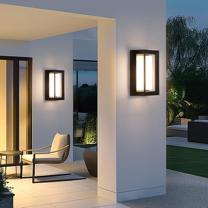 Outdoor Modern Wall Sconce Lights,15%-100% Dimmable Indoor Wall Light Fixtures,3000K/4000K/6500K Adjustable,24W Exterior Wall Lighting,Waterproof Outdoor Porch Light,2160LM Indoor Wall Sconce 1 Pack