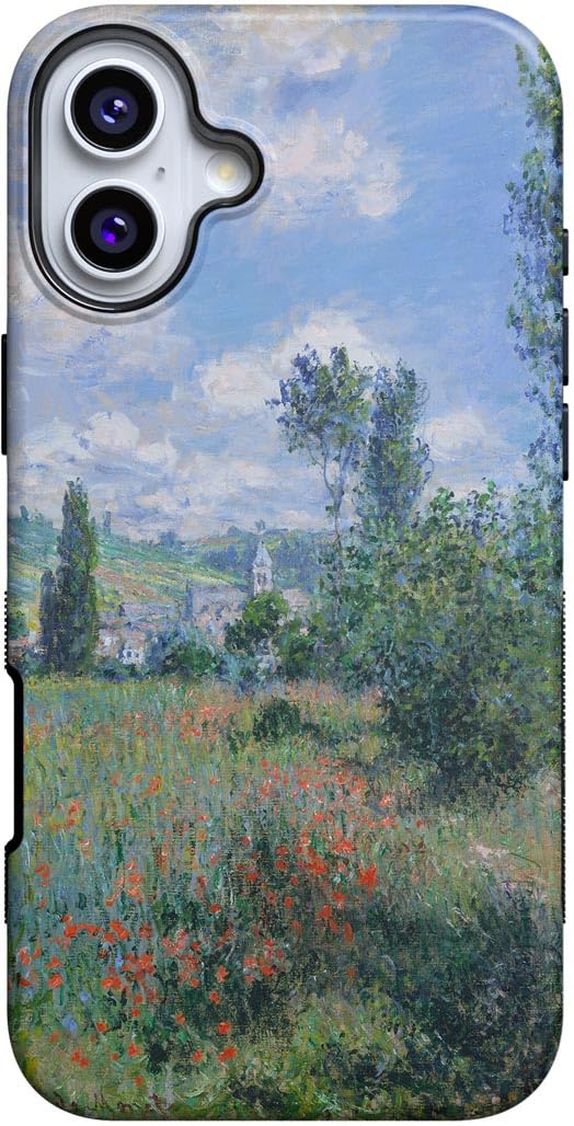 Casely iPhone 16 Case | Nantucket Cottage | Blue Hydrangea | Compatible with MagSafe | Bold Protective Design