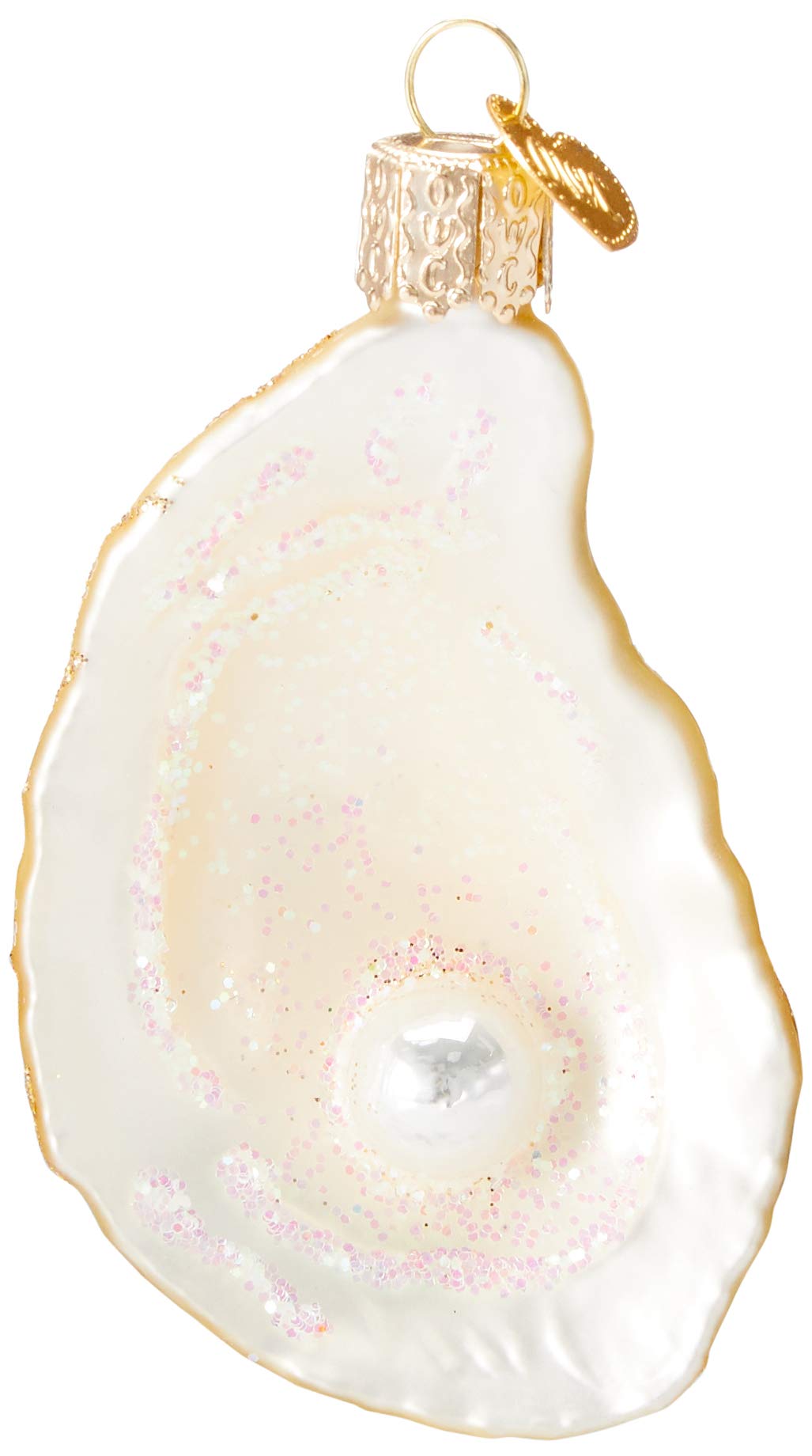 Old World Christmas Oyster with Pearl Glass Blown Ornament for Christmas Tree, Handcrafted Holiday Decoration, Seashell Collection
