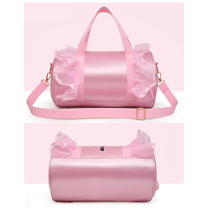 besbomig Girls Ballet Dance Bag Pink Shoulder Crossbody Sports Bag Princess Shoes Dancewear Storage Handbag Tote for Ballerina Dancer Kids