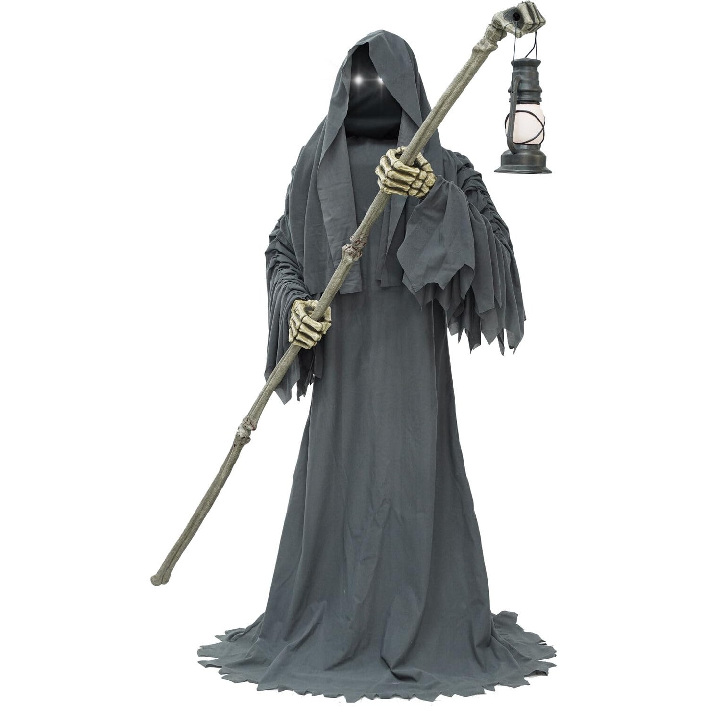 Haunted Hill Farm Motion-Activated 6-Ft. Tall Ghostly Guide, Plug-in Talking Scare Prop Animatronic with Spooky Sound Effects and Lights for Indoor or Covered Outdoor Creepy Halloween Decoration