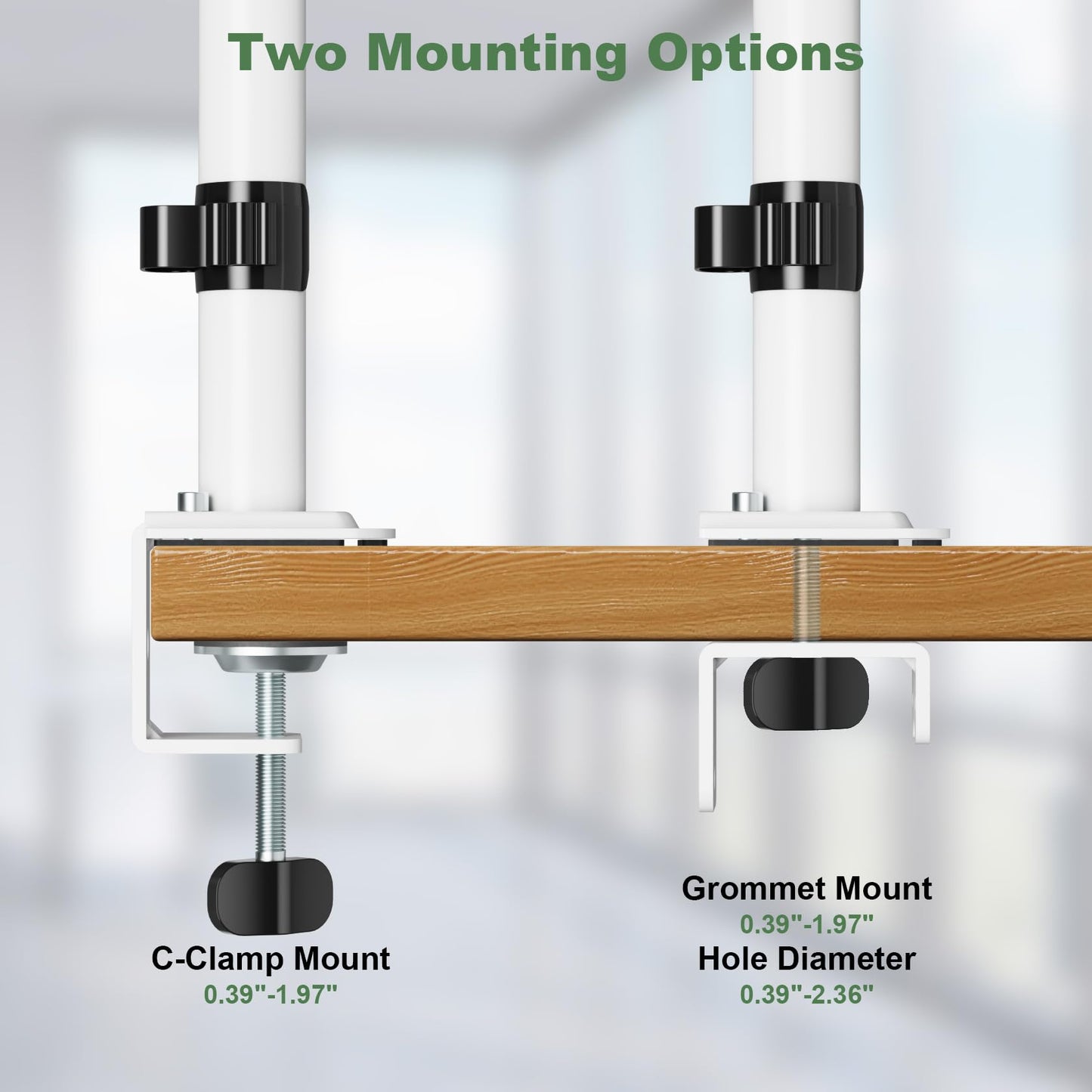 Laptop Desk Mount, Single Laptop Stand Arm with Vented Tray for 17 inch Notebook or 14”-32” Monitor, Holds up to 17.6 lbs, Fully Adjustable, Clamp/Grommet Mounting, VESA 75/100mm
