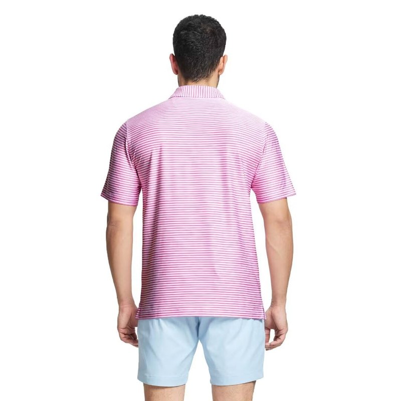 M MAELREG Mens Golf Shirt Short Sleeve Dry Fit Striped Casual Moisture Wicking Collared Golf Polo Shirts for Men Rose White