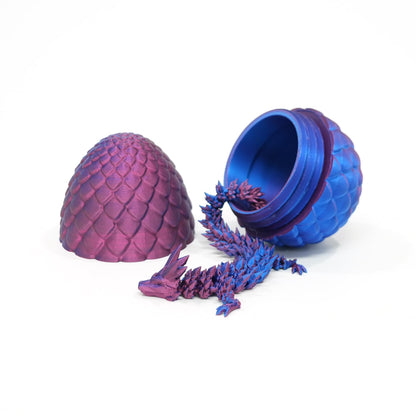 Flavery Dragon Egg - 3D Printed Egg with Flexible Dragon Inside, 3D Printed Gift, Articulated Dragon Egg Fidget Toy, Easter Egg,Figurine Decor (12” Dragon)