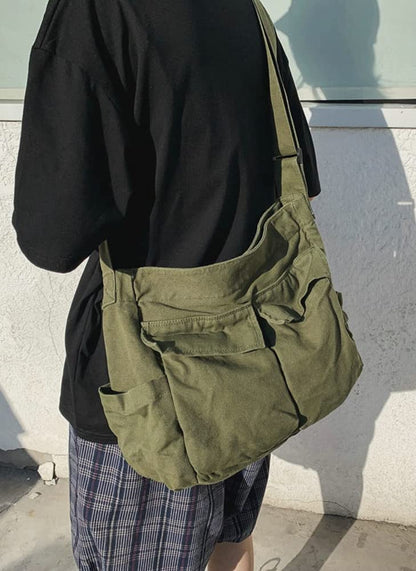 Women Men Crossbody Shoulder Bag Large Hobo Bag with Multiple Pockets Canvas Messenger Tote Bag for Women and Men
