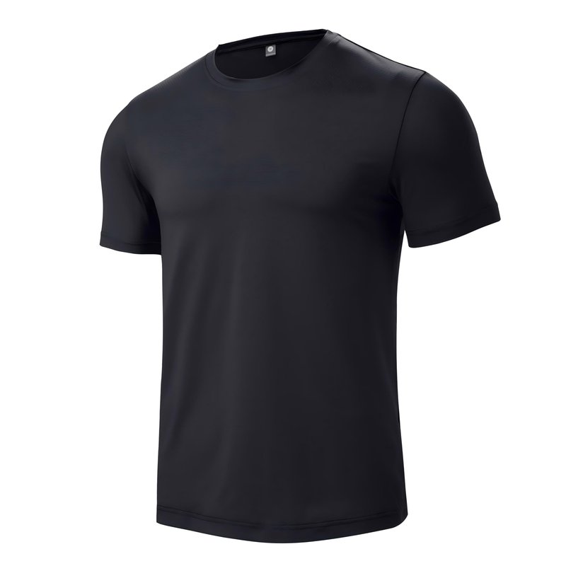 Men’s Black Short Sleeve Quick Dry Moisture Wicking Active Crew Neck T Shirt - Athletic Running Gym Workout Tee Tops