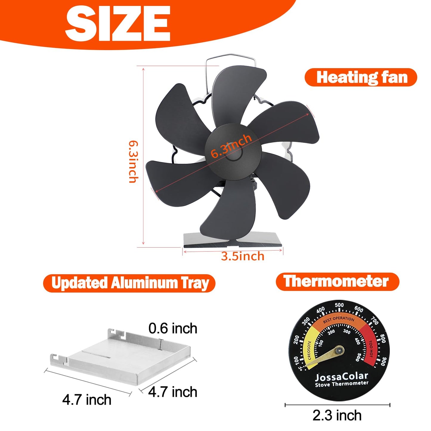 JossaColar Wood Stove Fan for Big Buddy Heater, Heat Powered Fireplace Fan Thermoelectric Thermal Fan with Bracket being Fixed on Propane heater, Camping/Picnics/Indoor Use