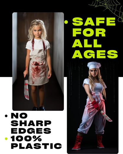 Bloody Butcher Knife-Fake Realistic Bloody Knife Prop Halloween Costume Knife for Zombie Costumes