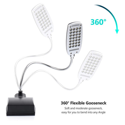 Daffodil ULT300 Clip-On Reading Light – Flexible Gooseneck Book Light with Large Clamp, USB or 4xAA Battery Powered, 3 Brightness Levels, Lamp for Headboard, Desk, Bedside or Bed - Black