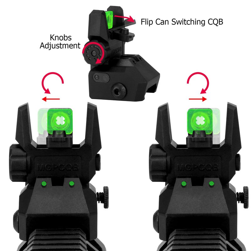 Aecktech Fiber Optic Sights,with Green and Red Full Fiber Optics Dots Polymer Fiber Optics Sights Front and Rear Backup Sights (Big Front Red Rear Green Black)