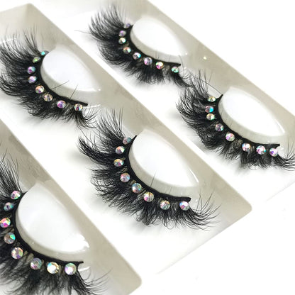 False Eyelashes with Glitter Rhinestones On, Bling Lashes 2023 Sparkle Full Strip Mink Eyelash 4 Pairs… (AF08bling)
