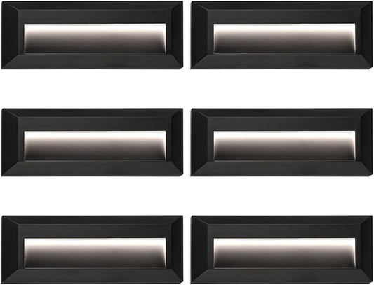 ZONK LED Step Stair Lights 110V-240V, 2W Line Voltage Outdoor Indoor Non-dimmable 4000K Stairway Deck Lights Fixture for House Hallways (6 Pack)