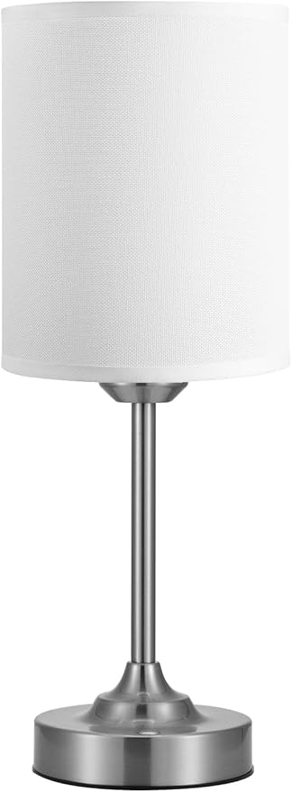 Touch Control Cordlss Table Lamp, USB-C Rechargeable Lamp with Stepless Dimming, 4000mAh Battery Operated Bedside Lamp for Bedroom, Living Room, Night Light & Emergency Lighting, Silver, 1 Pack