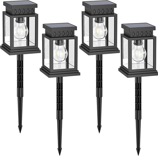 Solar Pathway Lights Outdoor for Pathway Garden Yard Patio Driveway, Solar Walkway Lights Auto On/Off, Warm White, Up to 8H Lighting (4 Pack)