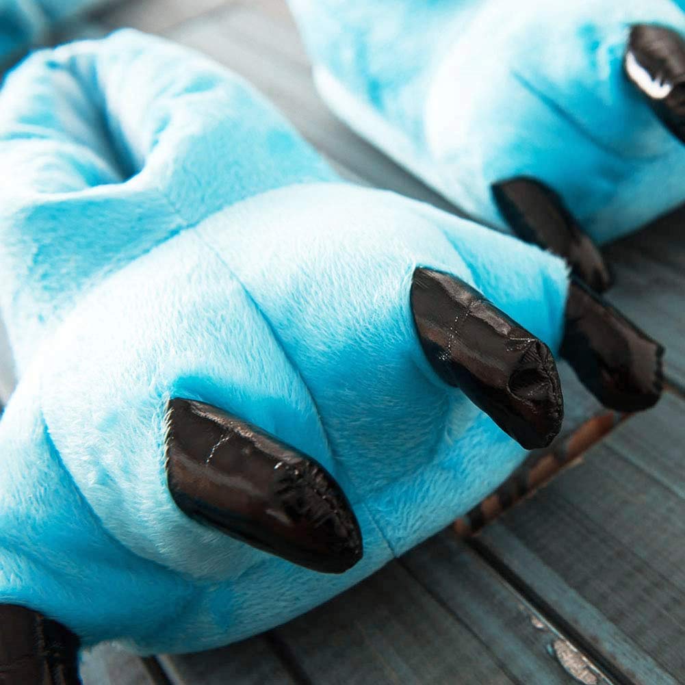 FashionFits Unisex Soft Plush Home Slippers Animal Costume Paw Claw Shoes Light Blue L