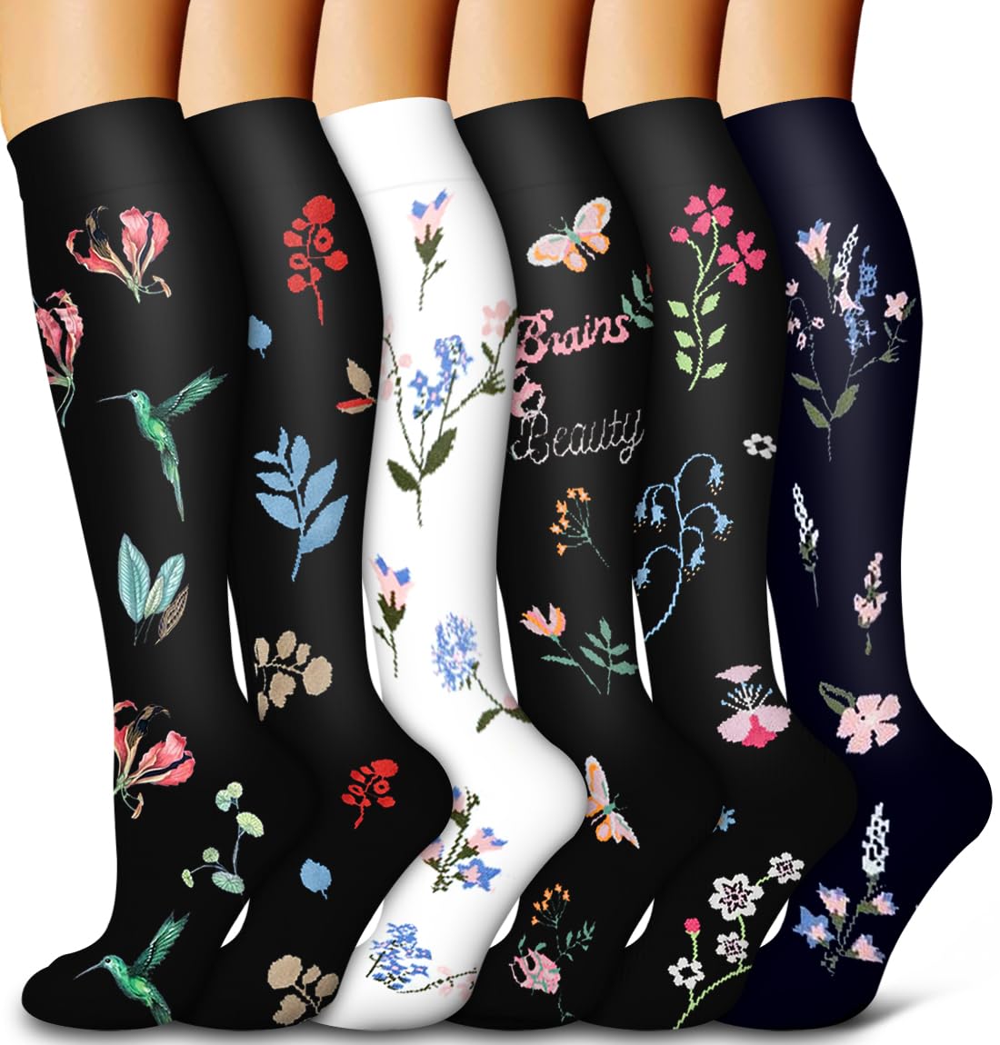 6 Pack Copper Compression Socks for Women and Men Circulation-Best Support for Medical,Running,Nursing,Athletic