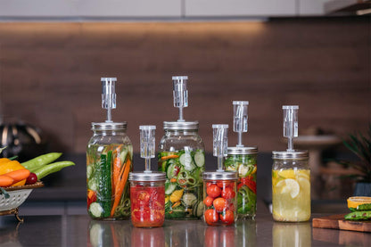 Jillmo Fermentation Kit, Stainless Steel Fermenting Lids for Wide Mouth Mason Jars (NO Jars)