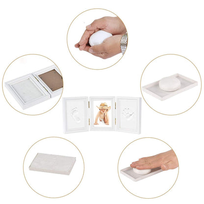 Baby Photo Frame,Newlemo Baby Handprint Kit & Footprint Photo Frame for Newborn Girls and Boys, Baby Shower Gifts for Christening Registry(3 parts, white)