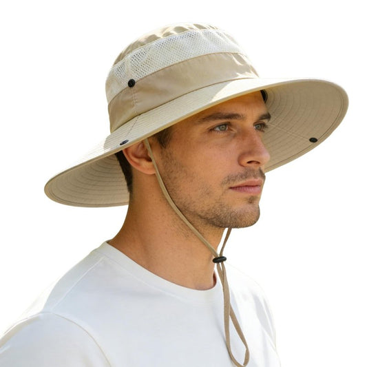 KUANG! Men Women Sun Hats Fishing Hat UPF 50+ Breathable Wide Brim Hiking Summer UV Protection Bucket Hats Beige