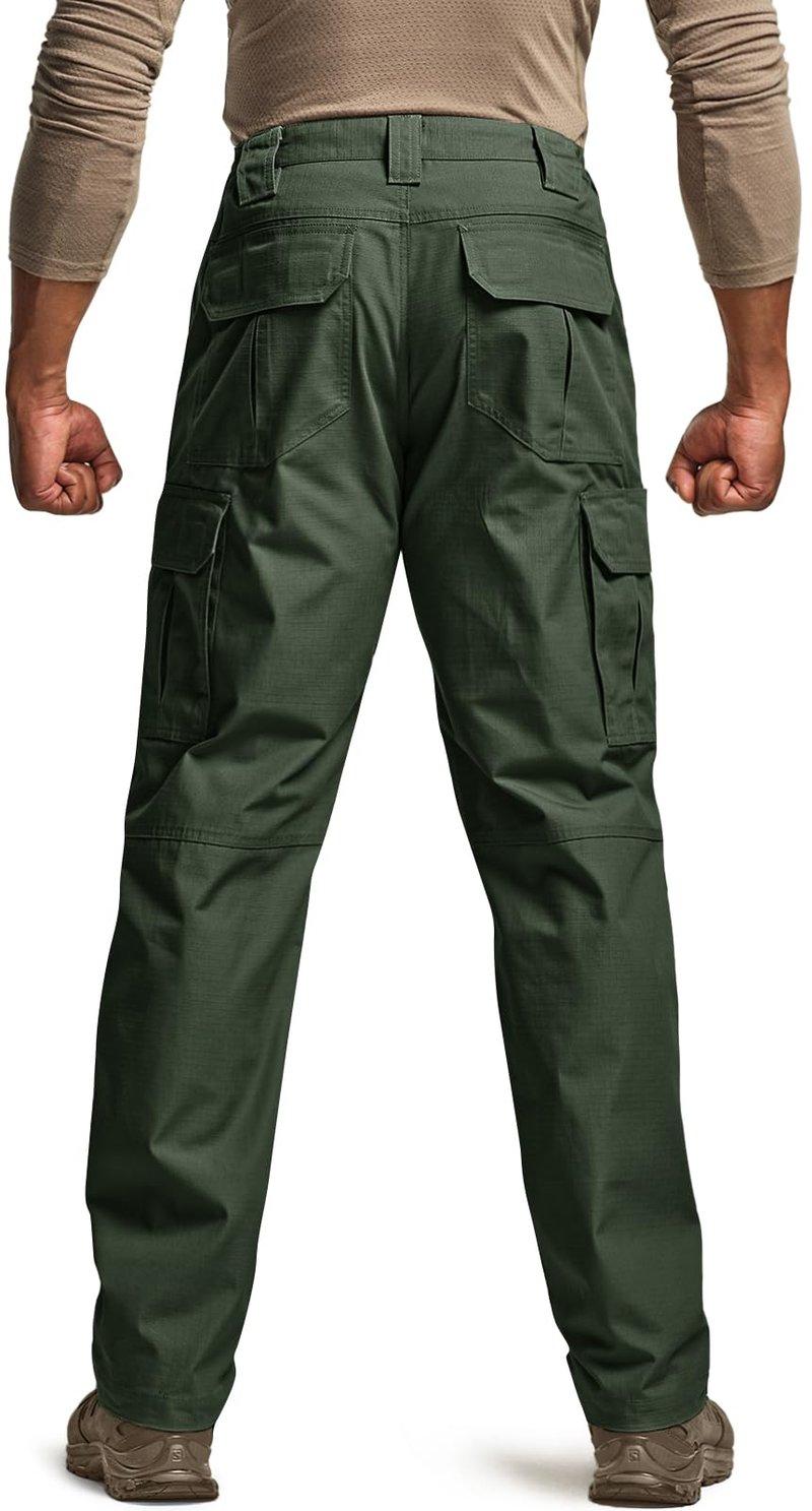 CQR Men's Tactical Pants, Water Resistant Ripstop Cargo Pants, Lightweight EDC Work Hiking Pants, Outdoor Apparel, Raider Green Kelp, 44W x 32L