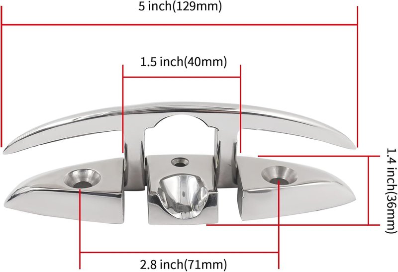Marine Grade Boat Cleat - 6-Inch 316 Stainless Steel Folding Cleat | Ideal for Kayaks & Docks