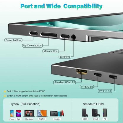 InnoView Portable Monitor Touchscreen 15.6" 1080P 10-Point Touch Screen Monitor Portable with Protective Sleeve Built-in Stand, 1200:1 HDMI USB C Travel Monitors for Laptop, PC, Phone