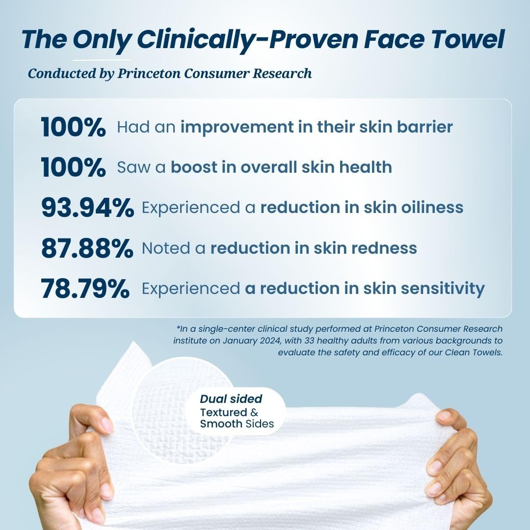 Clean Skin Club Clean Towels | Worlds 1ST Biodegradable Face Towel | Disposable Makeup Removing Wipes | Dermatology Tested & Approved | Vegan & Cruelty Free | Super Soft For Sensitive Skin | Dry Towelettes (Pack of 1 (25CT))