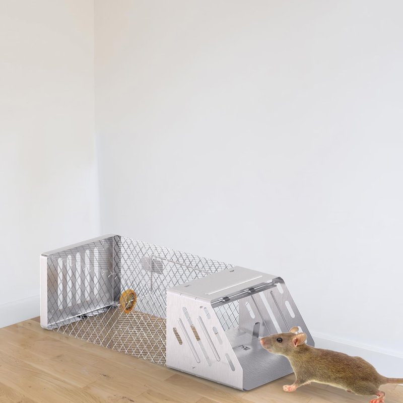Humane Live Animal Cage Trap, Automatic Continuous Live Animal Cage Trap that Work for Indoor/Outdoor,Easy to Catch & Releasefor Mice,Voles,Small Rodents,Reusable Live Trap Cage,Galvanized Iron