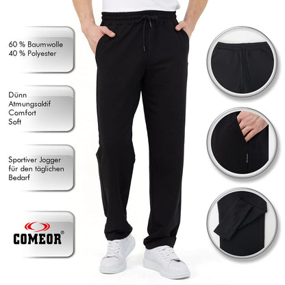 COMEOR Men's Cotton Jogging Pants - Long Men's Sweatpants - Men's Jogger Training Trousers, Relaxing Track Suit Bottom (Black, M)