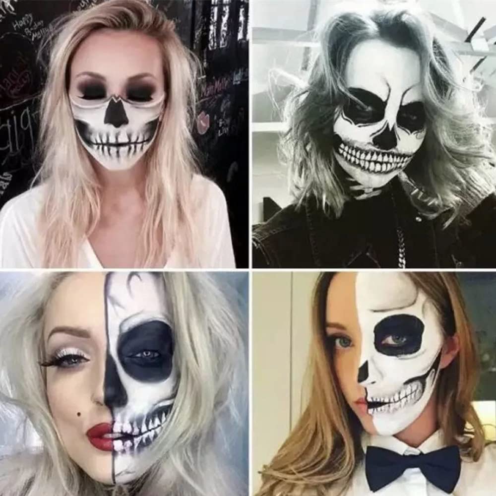 Go Ho 3 PCS Makeup Clown White Cream-Blendable Stick-Eye Black Sticks Face Body Paint Professional Halloween SFX Makeup,Safe Facepaint Nose&Lip Smacking for Sports Festival Make up(White+Black+Red)