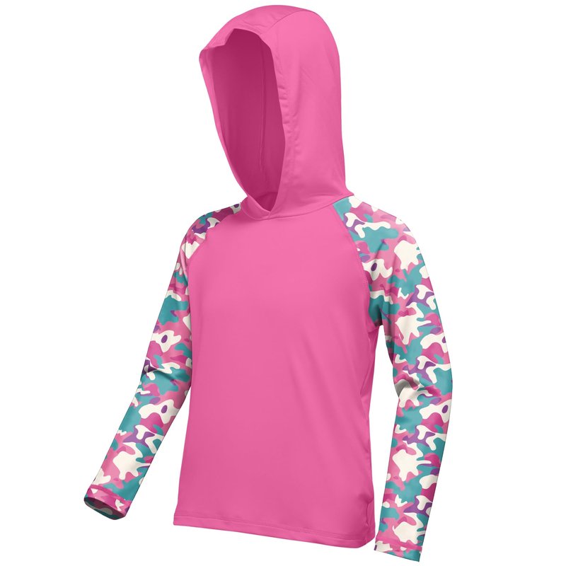 DRONIRING Boys Rash Guard Swim Hoodie, UPF 50+ UV Sun Protection Long Sleeve Fishing Shirt, Kids Youth SPF Water Shirts Deep Pink