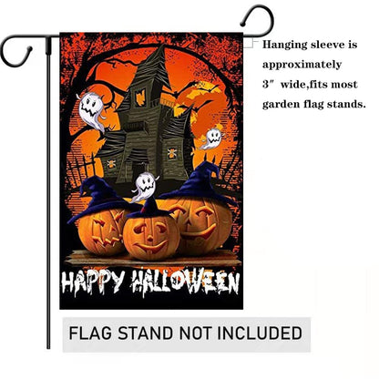 LHSION Happy Halloween House Flag 28 x 40 Inch Pumpkin Ghosts Decorative Double Sided Flag for Farmhouse Yard Holiday Outdoor Decoration