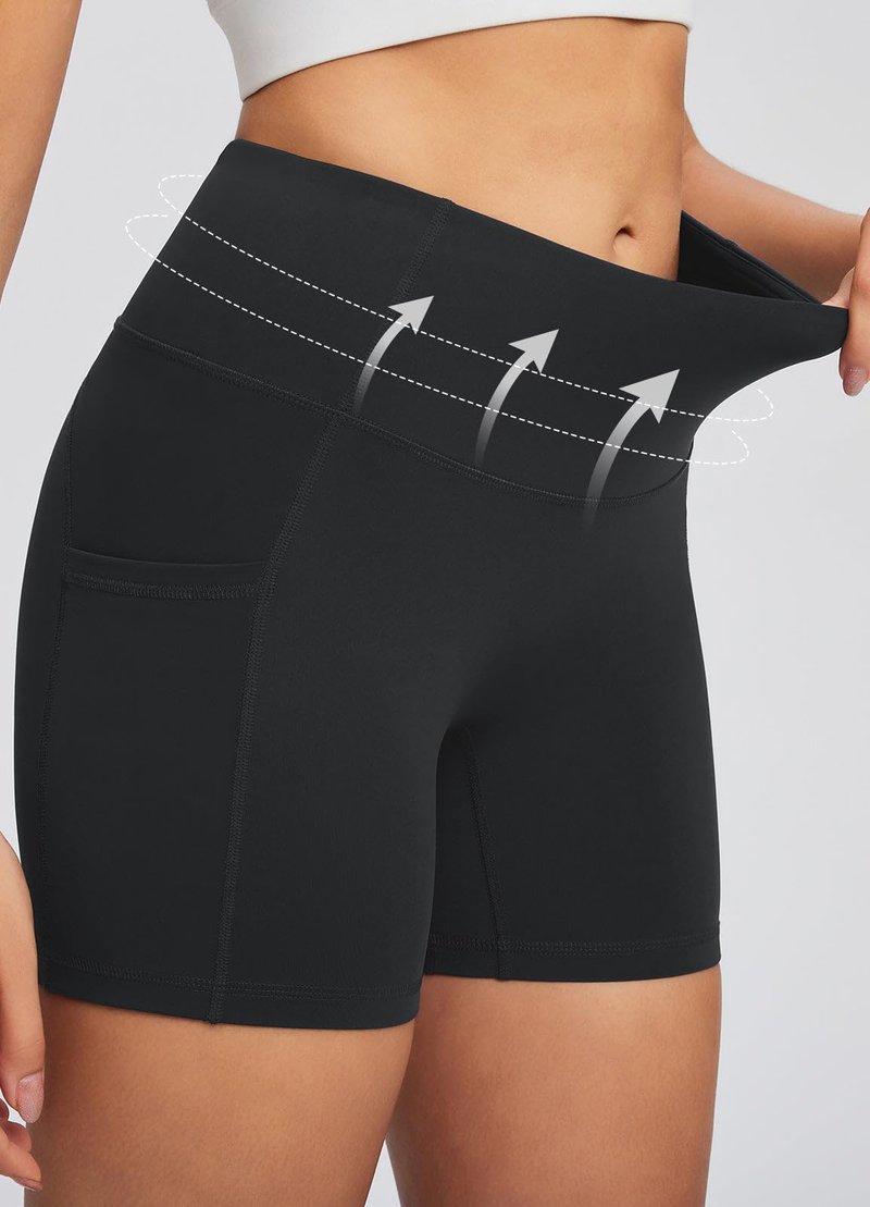 baleaf Sweatleaf Women's Workout Shorts Light Compression High Waisted Yoga Spandex Volleyball Biker Shorts 3 Pockets
