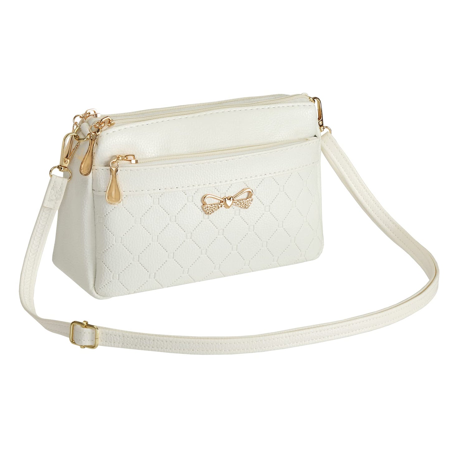 FULEI White Cross Body Bag for Women Small Soft PU Leather Ladies Handbags Shoulder Purse